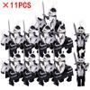 11 uds./lote Figuras Medievales Edad Media Roma Guerreros Soldados Caballo Castillo Rey Dragón Caballeros Bloques de Construcción Ladrillos Juguetes regalos