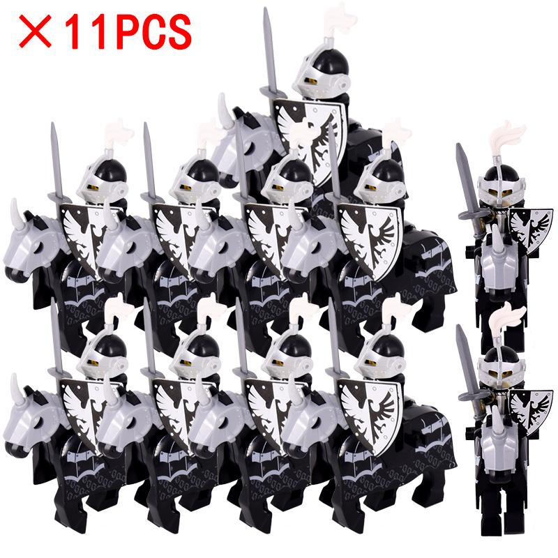 11 uds./lote Figuras Medievales Edad Media Roma Guerreros Soldados Caballo Castillo Rey Dragón Caballeros Bloques de Construcción Ladrillos Juguetes regalos