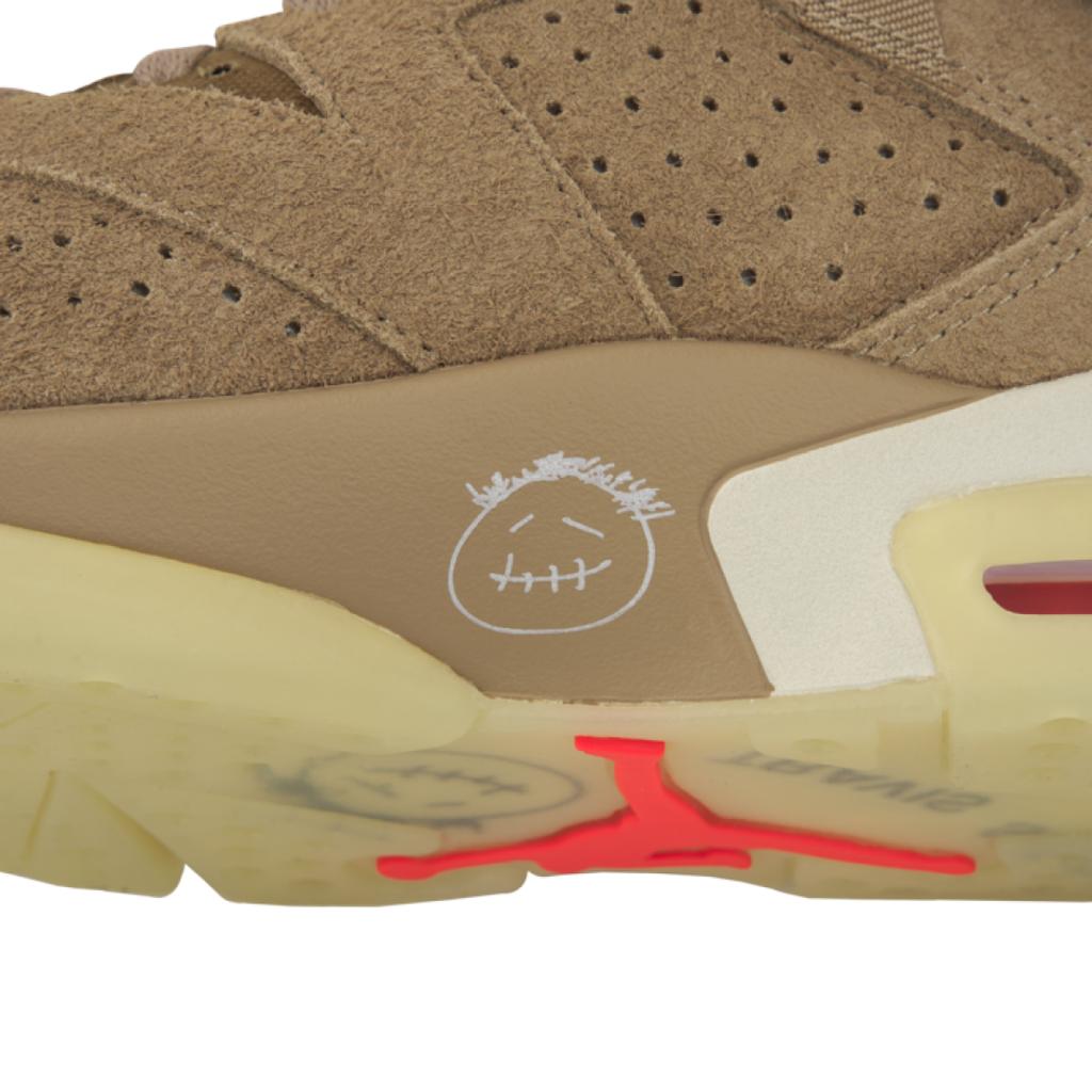 Travis Scott X Air Jordan 6 Retro British Khaki Unisex Sneakers Tan Sail Bright-Crimson DH0690-200