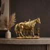 Horse Resin Figurine, Rustic Fence & Galloping Pony Statue Sculpture, Luxury Home Decor for Living Room TV Stand Entryway Wine Cabinet, Unique