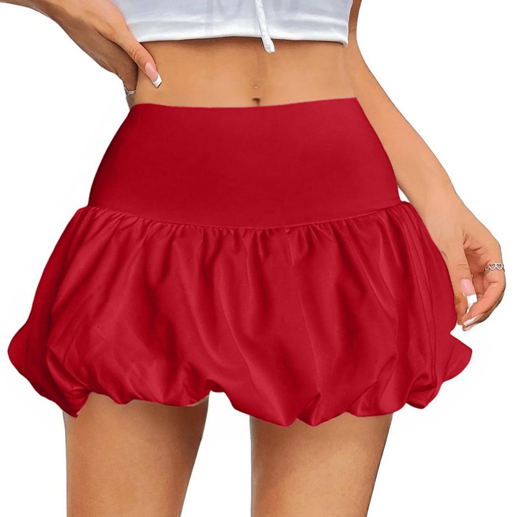 Dámská letní bublinková sukně s vysokým pasem ve tvaru A, módní krátká sukně s všitými šortkami