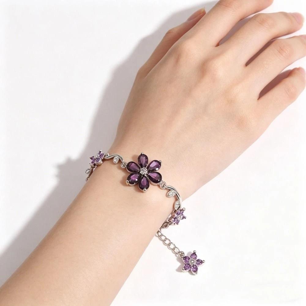 Sweet Y2K Flowers Bracelet Crystal Multicolor Chain Bracelet Adjustable Jewelry Gift Women's Bracelet