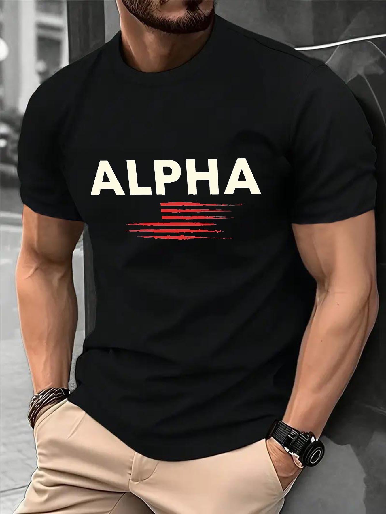 

61810 T-shirt - Breathable Cotton Blend Crew Neck Tee with ALPHA Graphic XL