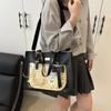 Sac à Bandoulière Y2k JK Sac Cabas en Toile à Nœud Mode Sac Itabag Transparent Étudiant