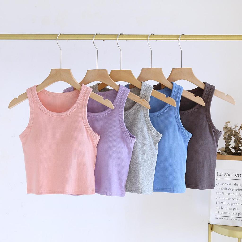 Women's Slimming Tank Top with Bra Pads, Cropped Waist Length