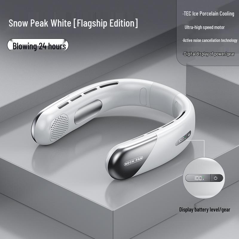 USB Rechargeable Neck-Hanging Bladeless Fan - Portable Handheld for Office & Sports