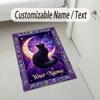 Moonlit Cat Theme Soft Crystal Velvet Rug Custom Name & Text Print Non Slip Floor Rug for Bedroom Living Room