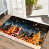 1pc 2D FLAT Flanel Santa Claus Reindeer Snowflake Pattern Door Mat, Soft Non-Slip Carpet, Machine Washable And Fade-Resistant, Suitable for Living Roo