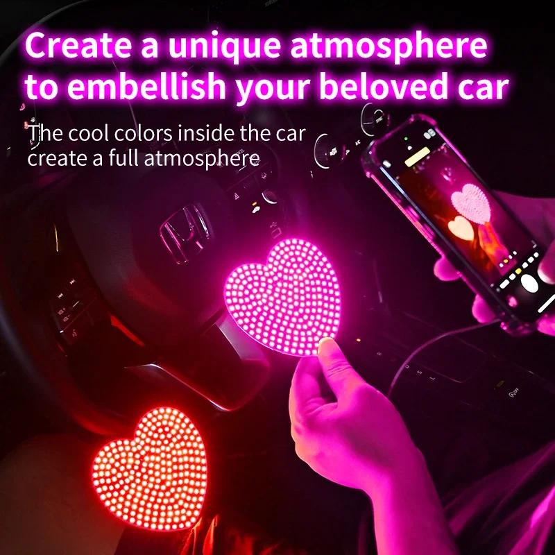 Car mounted LED ambient light, car window heart decoration light, car rear window heartbreak warning light Accessories