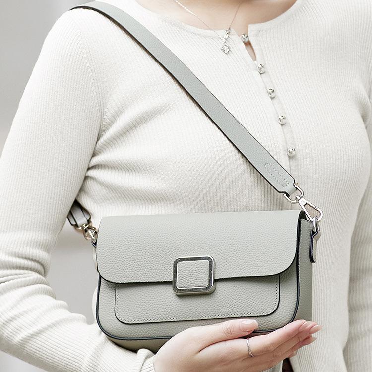 Ledertaschen für Damen im Frühling, hochwertige, einfarbige Damen-Schultertaschen und Umhängetaschen aus vollnarbigem Rindsleder