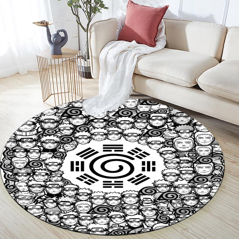 Uzumaki Naruto pattern round rug,Carpet Rug for Living Room Bedroom Playroom ,Non-slip Floor Mat,Holiday Gifts and Birthday Gifts.