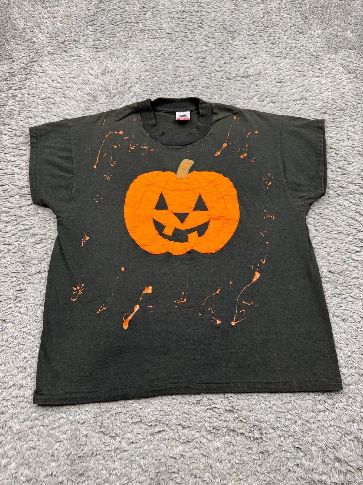 Vtg Halloween Shirt Women Large Black Graphic Pumpkin Jacqueline Made In USA Unisex T-Shirt S