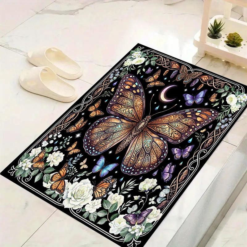 Butterfly Chicken Vintage Art Carpet Rug for Living Room Bedroom Home Sofa Decoration, Kids Play Non-slip Floor Mat