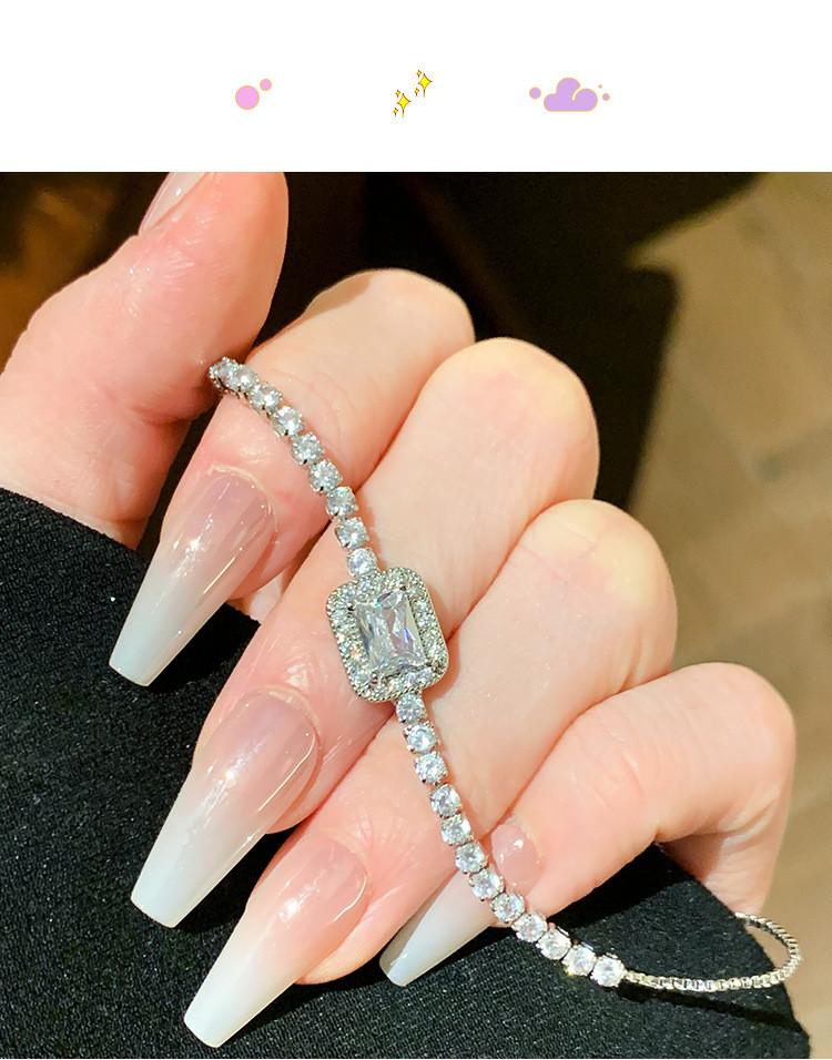 Geometric Zircon Square Adjustable Bracelet For Womens Fashion And Giftgiving