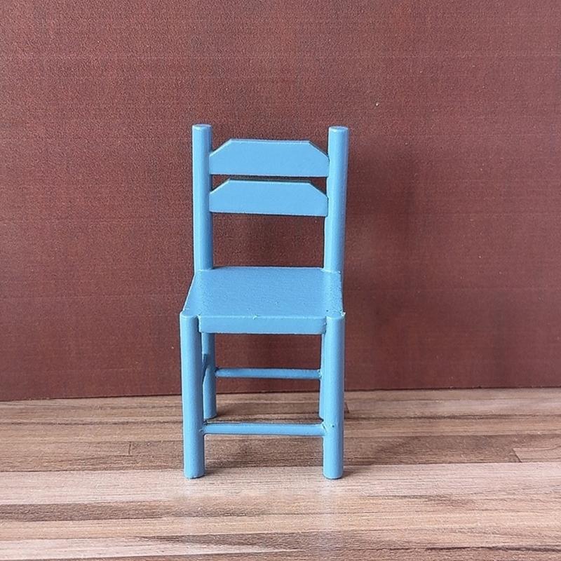Handcrafts Wood Doll House Dining Chair Model Figure for 1/12 Scale Doll House Kitchen Scene Display Setting Furniture