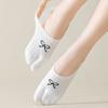3Pairs Short Tube Sweet Bow Socks Breathable Split Toe Ankle Socks Cotton Two Toe Boat Socks  Women