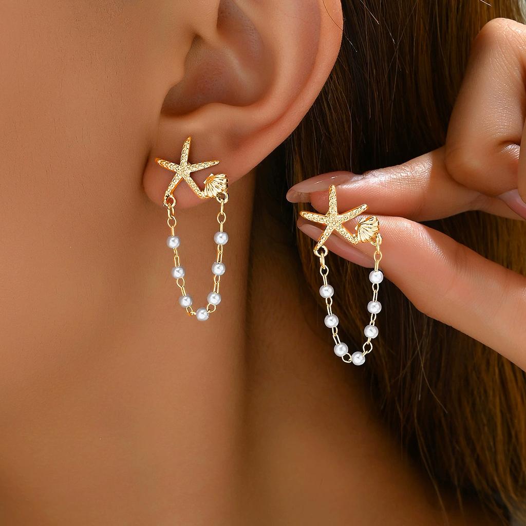 Bohemians Starfish Stud Earring Mascot Ornaments For Women Summer Beach Vacation Accessories Gift E0275