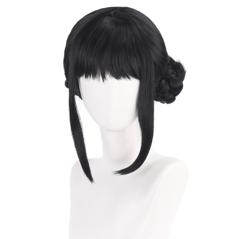 Huntrix Zoey K-Pop Demon Hunters Cosplay Parykk 33cm Svarte Hårbunter Høytemperatur Silke Parykk+parykkhette