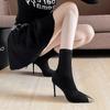 Fashion Hot Sale Elegant Sexy Sock Boots Women's Knitting Stretch High Heel Ankle Boots Fashion Spring Autumn Shoes