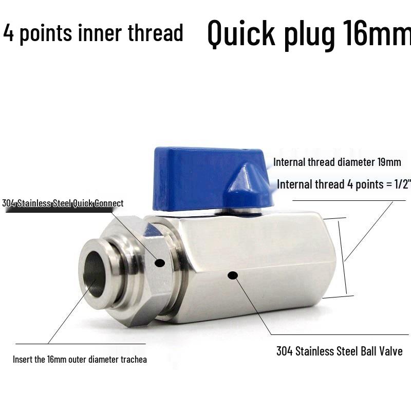 Pneumatic 304 Stainless Steel Ball Valve with Manual Male Thread Air Tube Connector