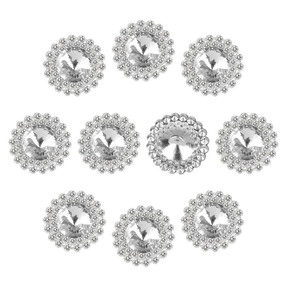 10Pcs/Set Metal Rhinestone Buttons DIY Durable Shirt Buttons Sewing Button Craft Decoration Needlework Scrapbook Accessories