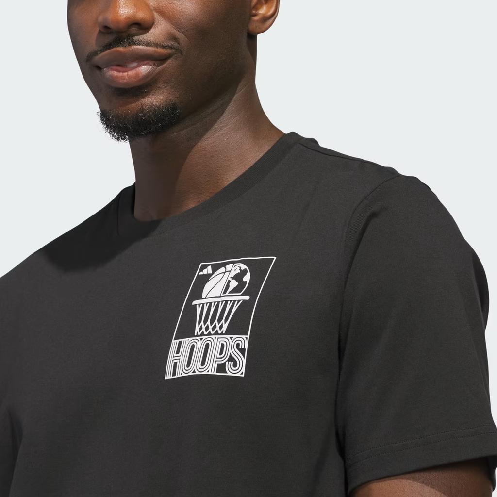 adidas Hoops T Shirts Men's Black Crew Neck KC9255
