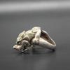 Chinese Tibet Silver Carving Dragon Statue Ring Old Decoration Gift Collection