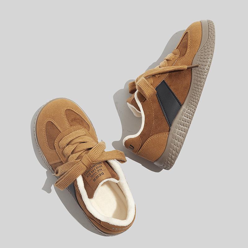 Belle winter cotton shoes two cotton warm niche board shoes 2026 Korean version velvet retro German training shoes 37