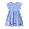 European Style Girls' Spring Cotton Knit Embroidered Casual Dress