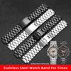 Edelstahl-Uhrenarmband für Herren TIMEX T2N720 T2N721 TW2R55500 T2N721 Uhrband 24*16mm Anstoßende Silber Schwarz Armband