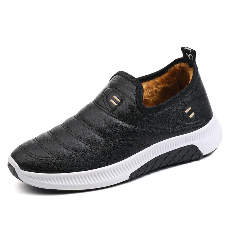 New winter old Beijing velvet women's cotton shoes thickened waterproof mother cotton shoes sports one-pedal leather short boots women