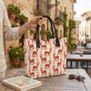 Christmas Reindeer Print Canvas Tote Bag Casual Large Capacity Daily Handbag