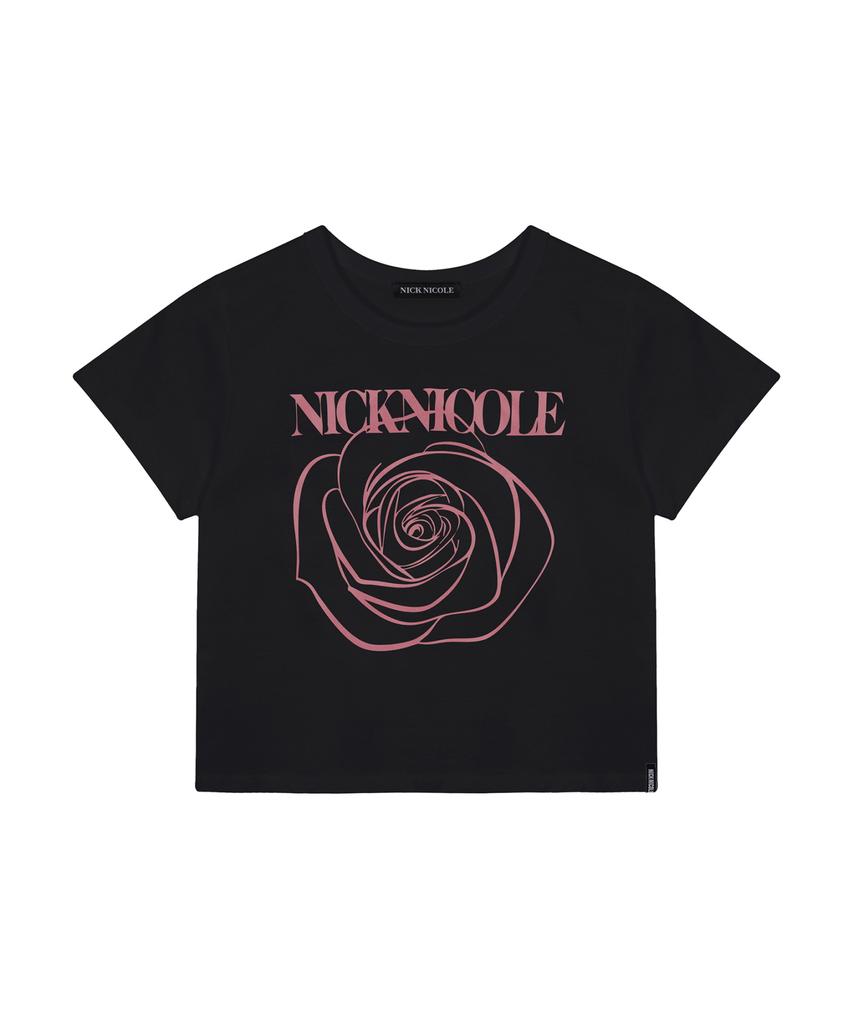 Nigaennikol Rose Signature Crop Top_Black Pink