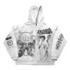 Unisex Übergroßer Hoodie Mit 3D-Druck Reißverschluss Vorne Lockerer Schnitt Y2K Retro Streetwear