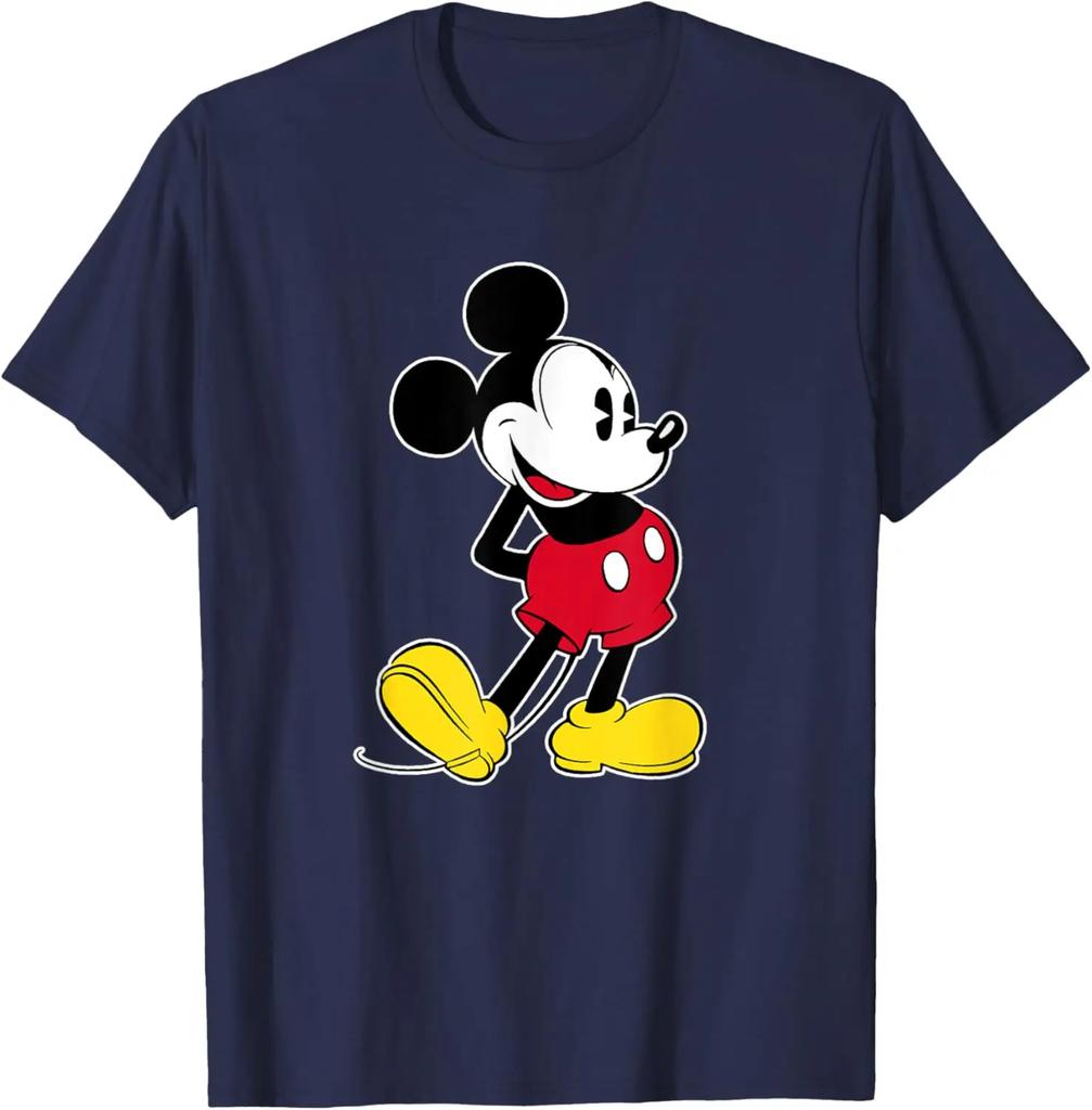 Neues Disney Mickey Maus Klassische Pose Mode Lässiges T-Shirt S-4XL Vier Jahreszeiten