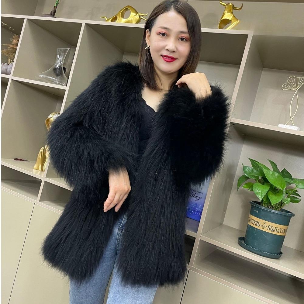 

Зимова Нова Шуба з Імітації Лисячого Хутра Жіноча Високоякісна Середньої Довжини Молодіжна Приталена Модна Шуба M чорний