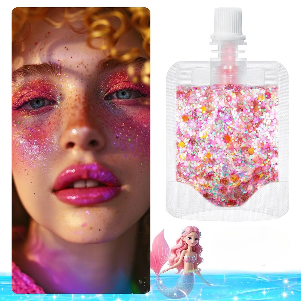 1 Bag Mermaid Gel Body Glitters Set Vibrant Sequin Mermaid Makeup Eye Shadow Ideal for Beach Party Looks Beach Make Up Wholesale