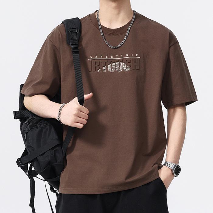 

Новая летняя мужская футболка с круглым вырезом, с коротким рукавом, тонкая, повседневная, молодежная, с рукавом до локтя 4XL