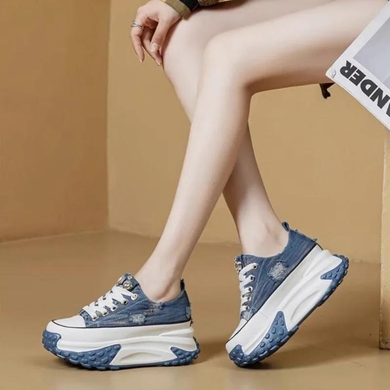 Fashion Women's Shoes High on Platform Retro Ladies Footwear Y2k Fashion Casual Light Cheap Offer Daily Routine 39 Vulcanized Shoe Deals