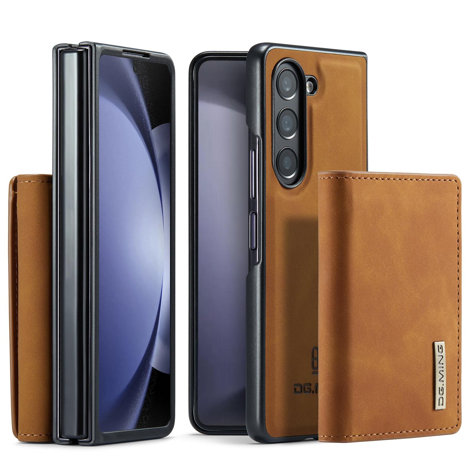 

DG.MING M1 Series Magnetic Detachable Case for Samsung Galaxy Z Fold5 5G,PU Leather+PC Kickstand Wallet Phone Cover Brown