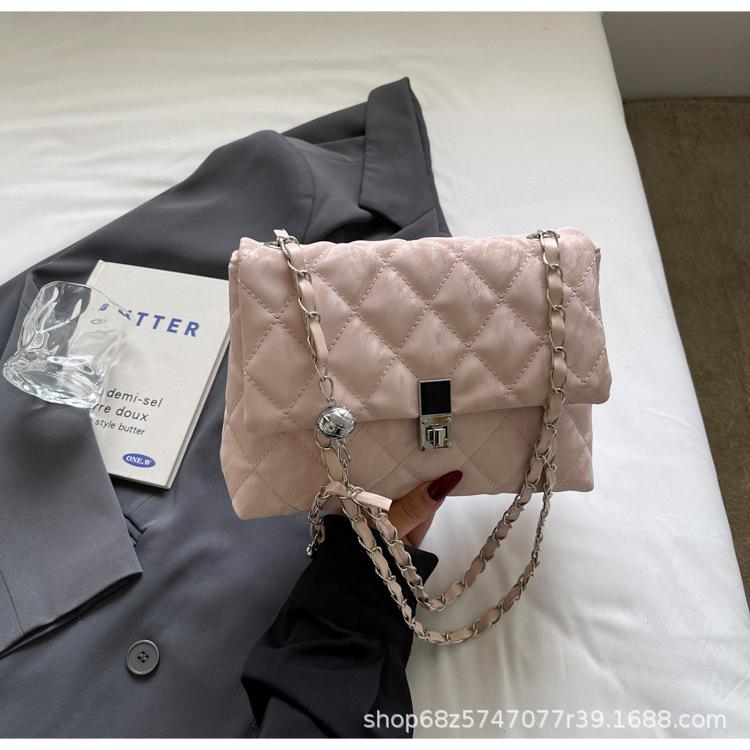 Rhombus chain bag women's 2025 new niche design large capacity shoulder messenger bag versatile texture small square bag