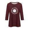 Women's Fashion Casual Round Neck 3/4 Sleeve Loose  Printed T-Shirt Ladies Top