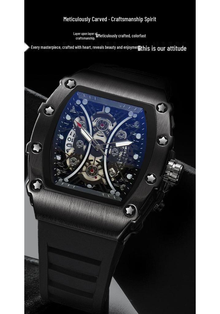ZIDO Casual Men's Barrel Quartz Skeleton Watch - Luminous & Waterproof
