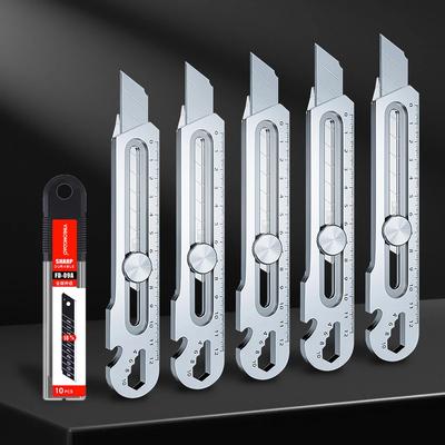 Stainless Steel Utility Knife 6 In 1 Multi-Function Opener Retractable Box Cutter Portable Office Home Courier Unboxing Knifes