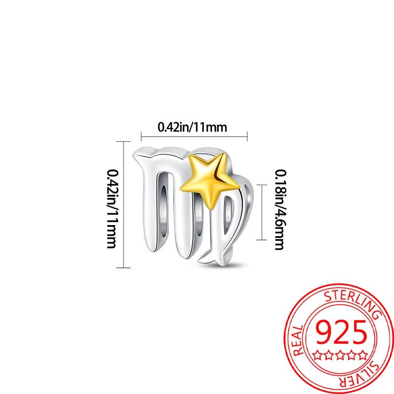 

copper 12 Constellations Collection Luminous Charm Bead Charms Star Shape Bead Compatible With Authentic Bracelets Do It Yourself Fine Jewellery Festi