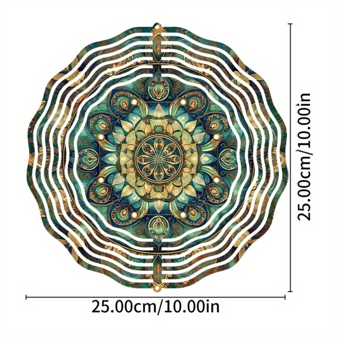 

Винтажный металлический колокольчик с цветочным узором, уличный декоративный подвесной садовый спиннер с сине-золотым дизайном, все сезоны, легко подвешивается, не требует электричества 01A