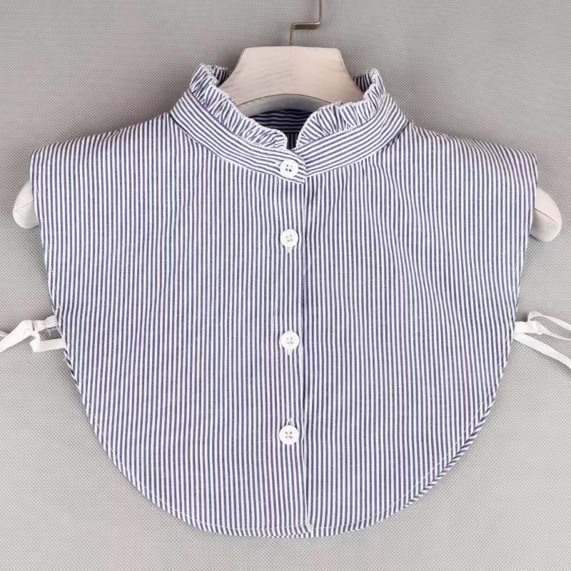 Ins Fake Collar Plaid Shirt Detachable Collars Solid Shirt Womens Dickie Collar White Girls Top Clothes Dickey Collar For Women