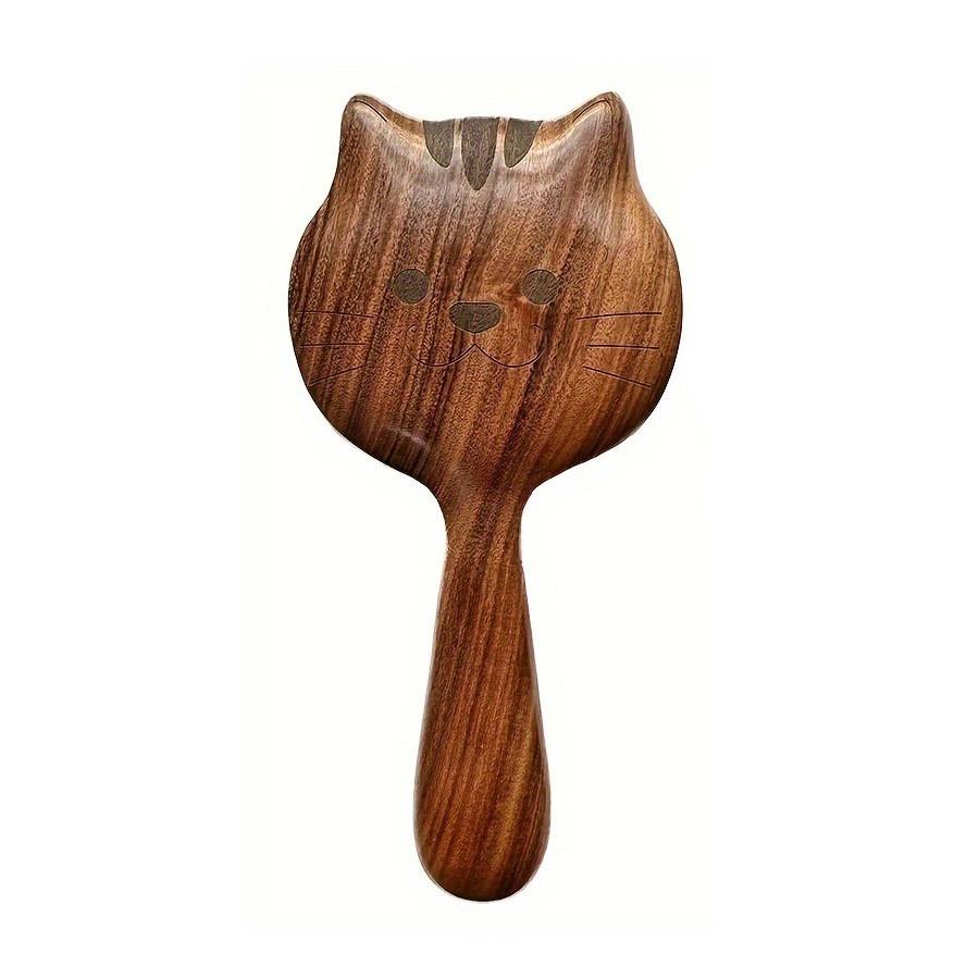 

Charming Kitten Shape Solid Wood Massage Comb - Women s Air Cushion Scalp & Meridian Relief коричневый