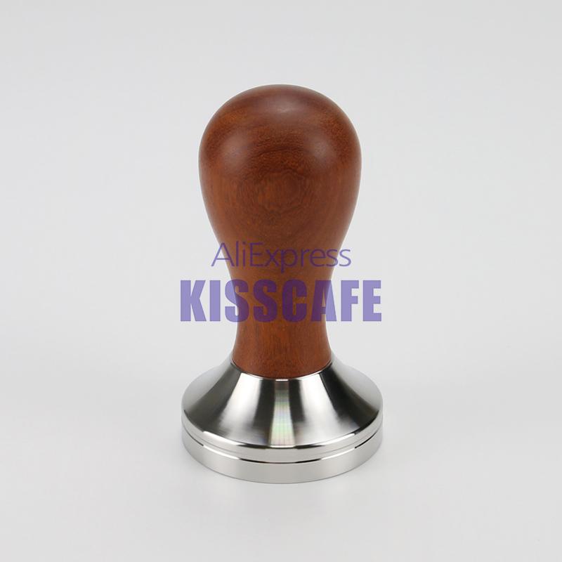 304 Edelstahlbasis Rotes Holzgriff Tamper 41MM 49MM 51MM 53MM 58MM 58.35MM Kaffeepulverhammer Kaffeezubehör