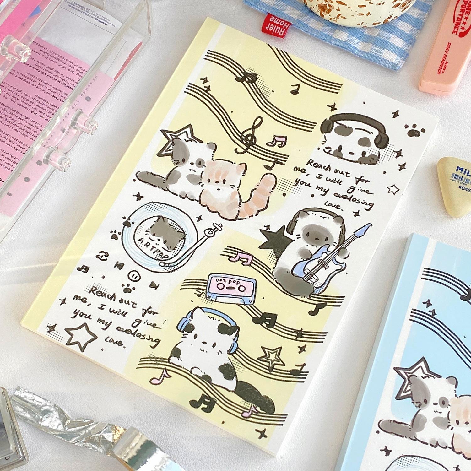 

A5 корейский Ins милый мультяшный музыкальный кот тетрадь Kawaii журнал для девочек-планировщик книга путешествия альбом для рисования 50 листов горизонтальная внутренняя страница